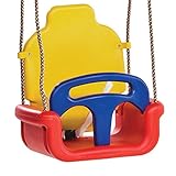 WICKEY Babyschaukel 3 in 1 Babysitz verstellbar und mitwachsend Schaukelsitz (Rot-Gelb-Blau)