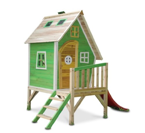 Kinderspielhaus Stelzenhaus aus Holz mit Rutsche