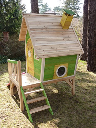 Kinderspielhaus Stelzenhaus aus Holz mit Rutsche - 3