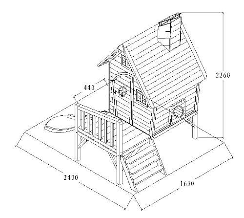 Kinderspielhaus Stelzenhaus aus Holz mit Rutsche - 8
