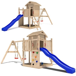 Stelzenhaus Spielturm Baumhaus Schaukel Holzspielhaus Kletterturm Rutsche - 1