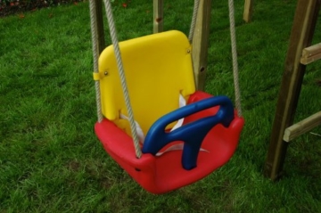 WICKEY Babyschaukel 3 in 1 Babysitz verstellbar und mitwachsend Schaukelsitz (Rot-Gelb-Blau) - 2
