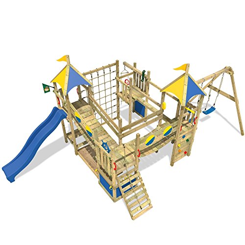 WICKEY Smart King Spielturm Rutsche Schaukel Sandkasten Blaue Rutsche / Blaue und Gelbe Plane - 3
